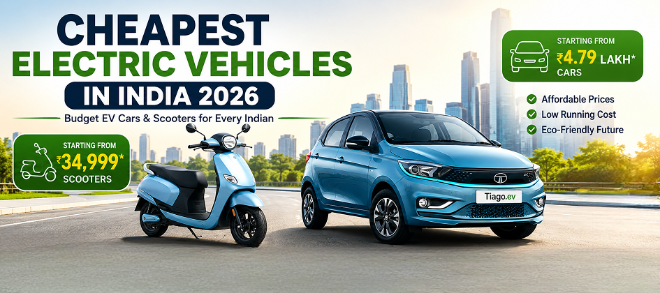 Cheapest Electric Vehicles in India 2026: Cars & Scooters